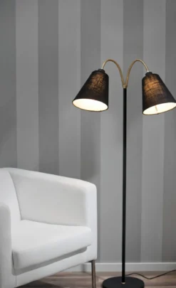 LJUSDAL Golvlampa 2L 140cm Svart/Matt Mässing