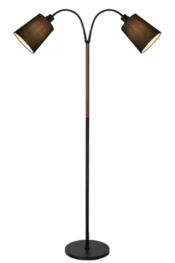 LJUSDAL Golvlampa m. Skärm 2L 140cm Svart/Valnöt