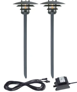 MALVA Pollare 2p 50cm LED, Trafo, Kabel - Antracitgrå 12V IP44