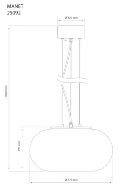 MANET Taklampa 37cm Vit/Krom