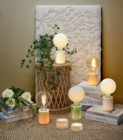 MARBLE Lampfot E27 10,5cm Beige Polerad