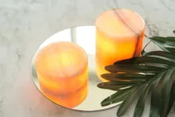 MARBLE L Bordsljus Äkta Marmor 8x6cm Amber