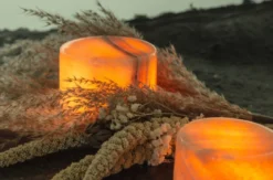 MARBLE L Bordsljus Äkta Marmor 8x6cm Amber
