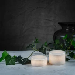 MARBLE S Bordsljus Äkta Marmor 8x4cm Vit