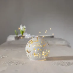 MERRYX-MAS Glasdekoration Batteri 12cm Vit