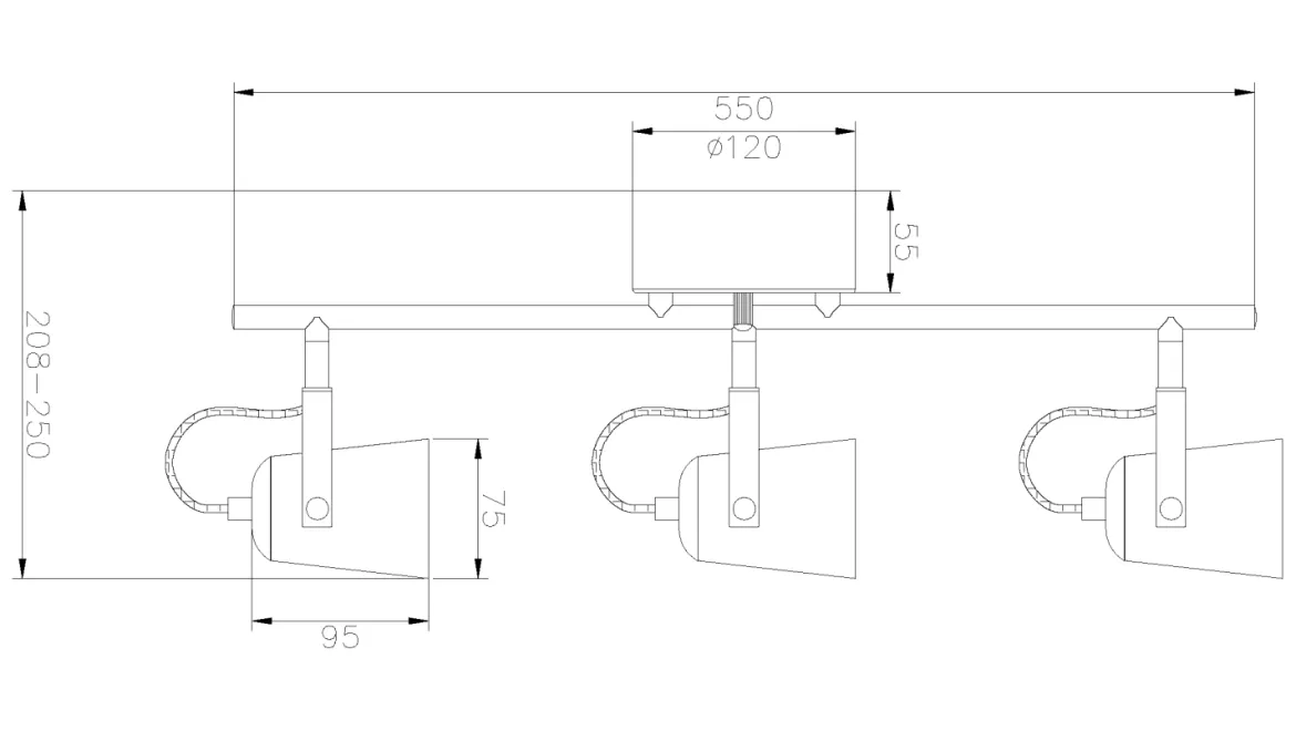 METZ Takspot 3:a Rak 56cm Vit/Stål
