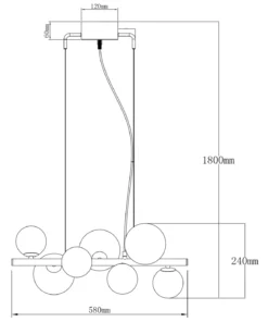 MOLEKYL Taklampa 58cm Svart/Rökgrå