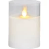 M-TWINKLE LED-Blockljus 10cm Vax/Klar/Varmgul