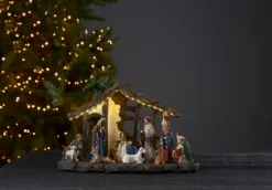 NATIVITY Panorama Krubba 19LED 37cm Flerfärgad