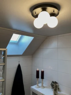 NICOSIA Plafond Bad 3L 25cm Svart/Opalvit IP44