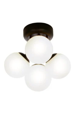 NICOSIA Plafond Bad 4L 26cm Svart/Opalvit IP44