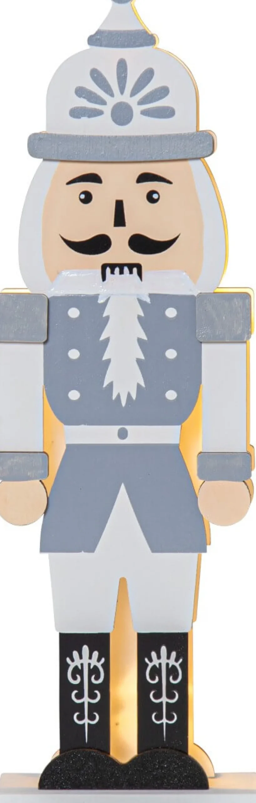 NUTCRACKER Bordsdekoration Batteri 25cm Grå/Vit