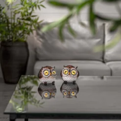 OWL Solcells-Dekoration 8cm Brun