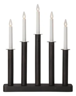 PLATE Ljusstake 5L 45cm Svart