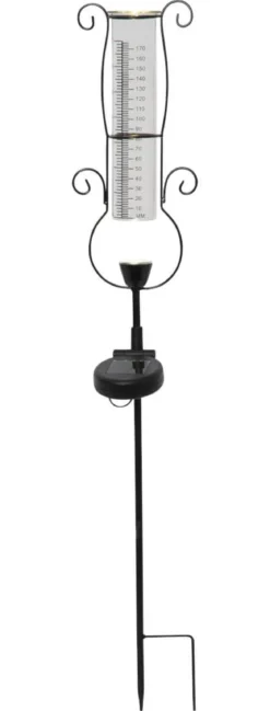 PLUVIO Regnmätare Solcell 65cm Svart