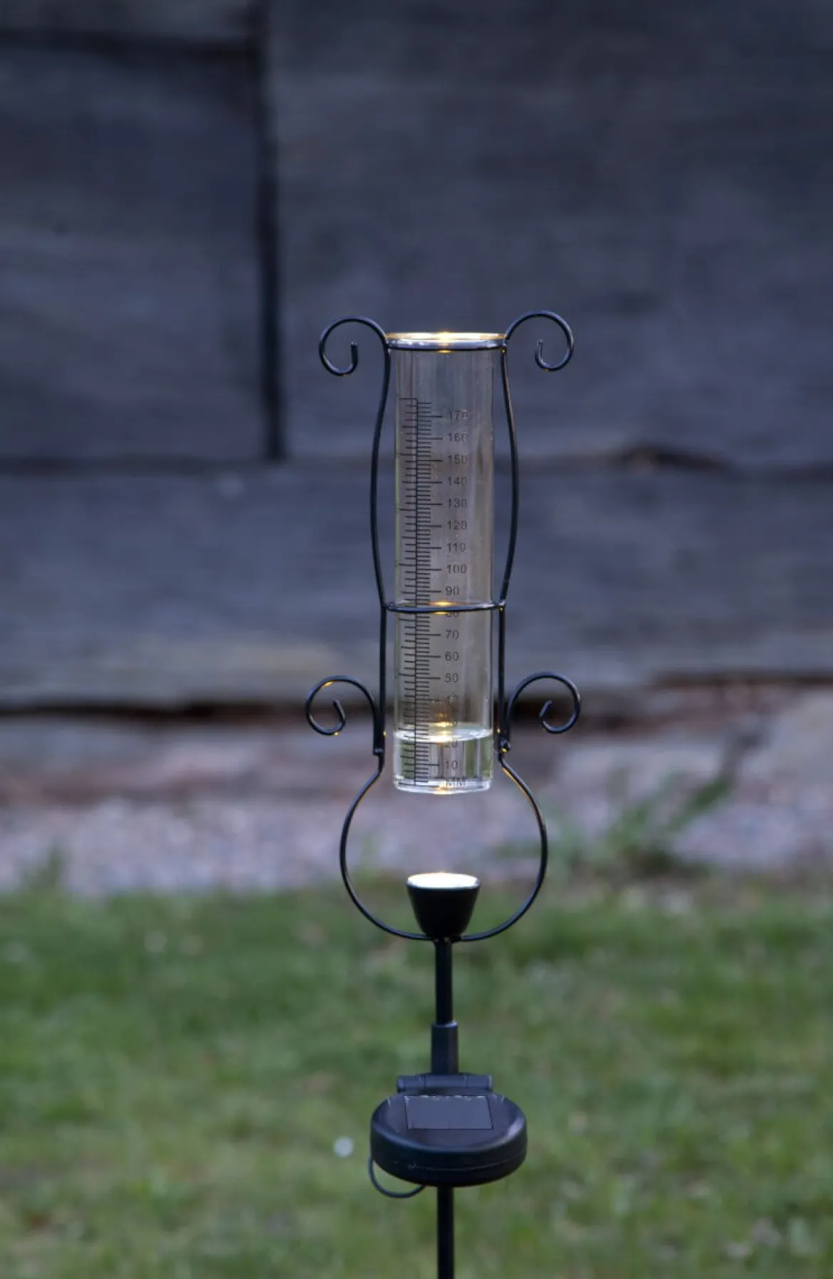 PLUVIO Regnmätare Solcell 65cm Svart
