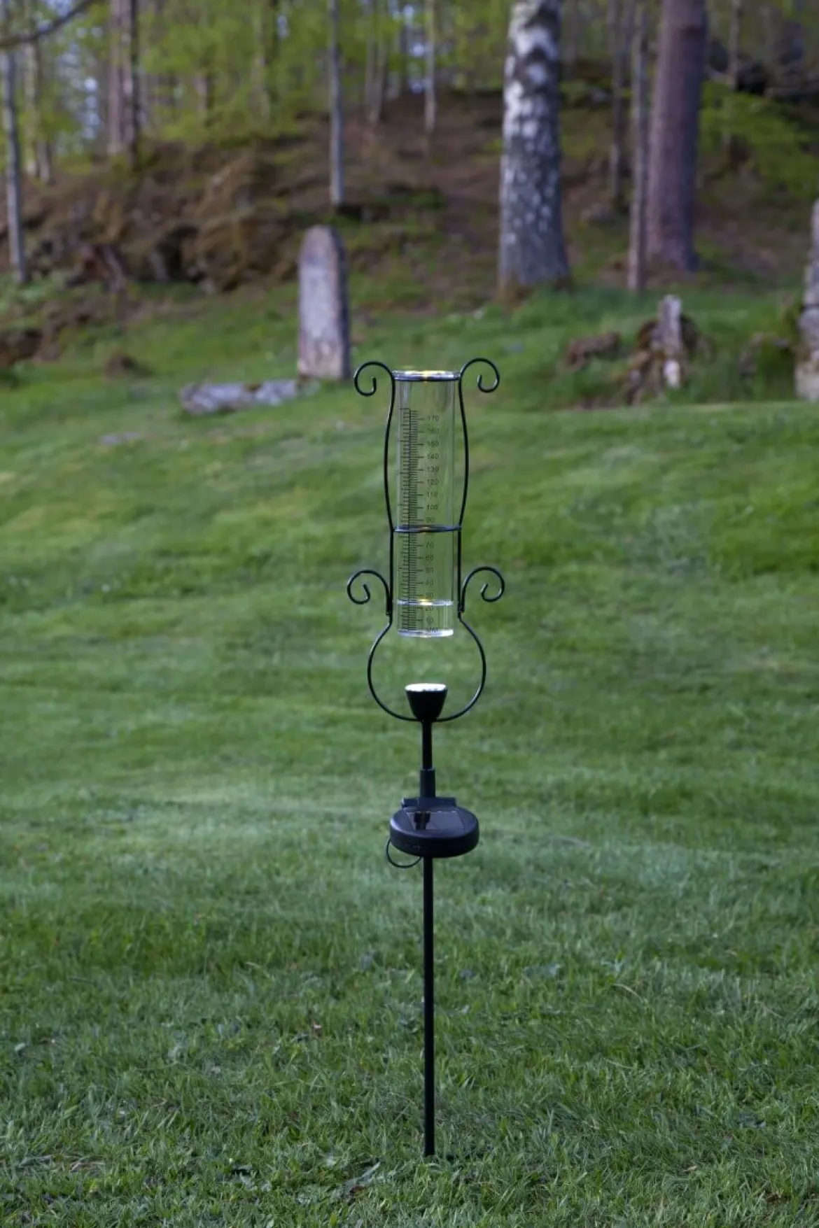PLUVIO Regnmätare Solcell 65cm Svart