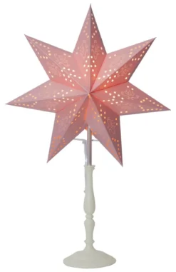 ROMANTIC Stjärna på fot 55cm Rosa