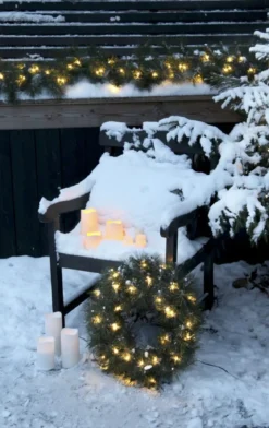 RUSSIAN PINE Krans 50cm 30LED IP44 Grön