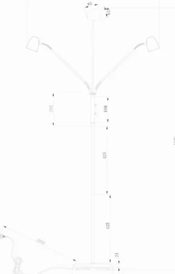 SANDNES Golvlampa dubbel 140cm Antik