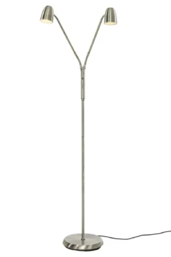SANDNES Golvlampa dubbel 140cm Borstad Stål