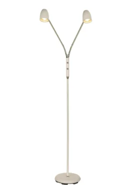 SANDNES Golvlampa dubbel 140cm Vit/Krom