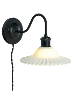 SILVIA Vägglampa 29cm Svart/Opalvit