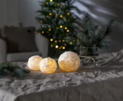 SNOWBALL LED-Blockljus 2-Pack Batteri 8cm Vit