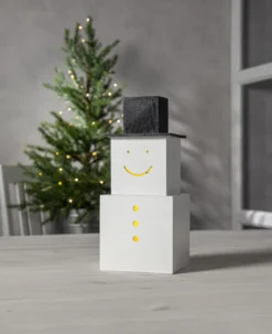 SNOWMAN Dekorationsfigur Batteri 29,5cm Vit