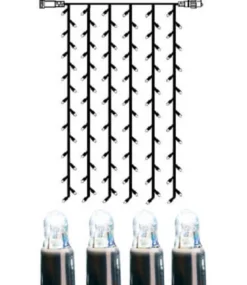 SYSTEM LED EXTRA Ljusgardin 2m 102LED Kallvit/Svart IP44
