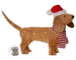 TECIDY Utomhusdekoration Hund Batteri 70cm Brun