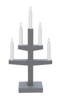 TRAPP Ljusstake 5L 46cm Grå