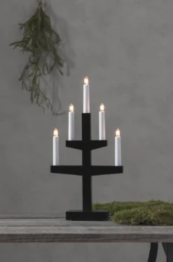 TRAPP Ljusstake 5L 46cm Svart