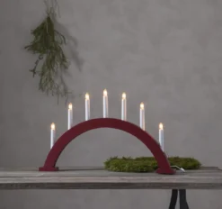 TRAPP Träljusstake 7L 34cm Båge Röd