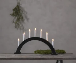 TRAPP Träljusstake 7L 34cm Båge Svart
