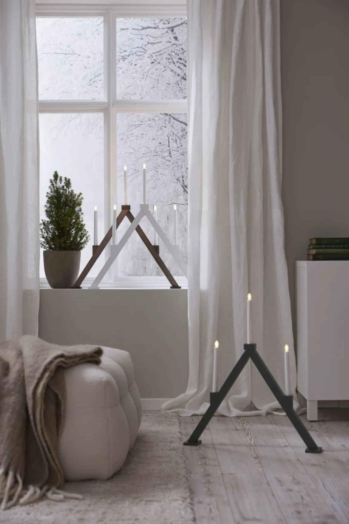 VIKA Ljusstake Batteri 64cm LED Brun