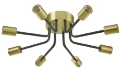 VINCENT Plafond 8L 60cm Svart/Borstad Mässing