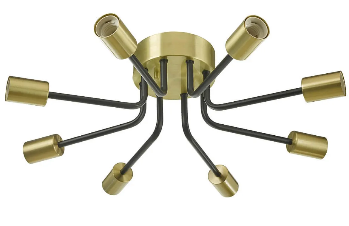 VINCENT Plafond 8L 60cm Svart/Borstad Mässing