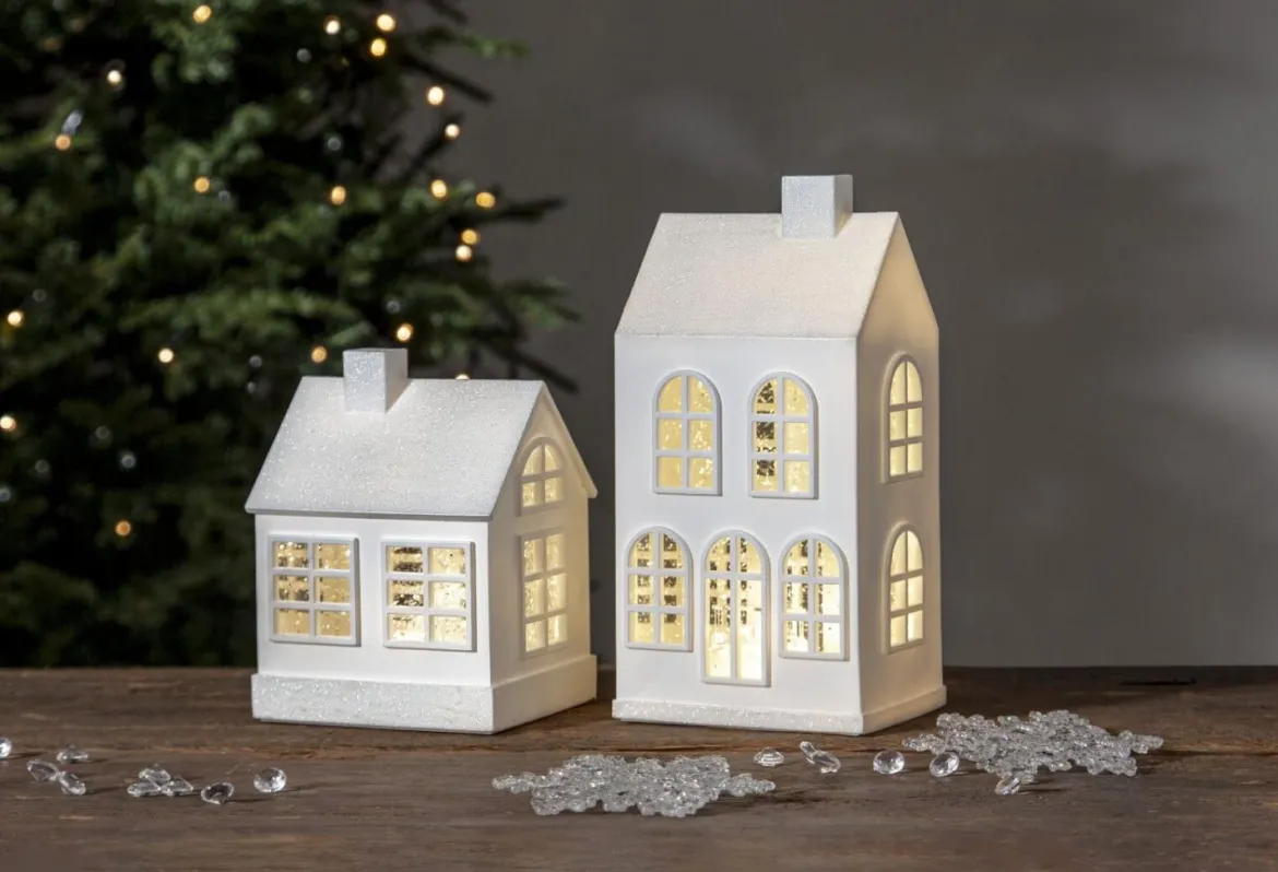 VINTER Inomhusdekoration Hus Batteri 22,5cm Vit