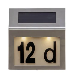 WALLY Husnummerskylt Solcell 20cm Silver