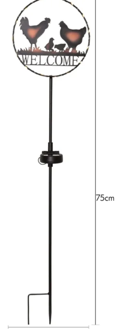 WELCOME Solcellsdekoration 75cm Svart