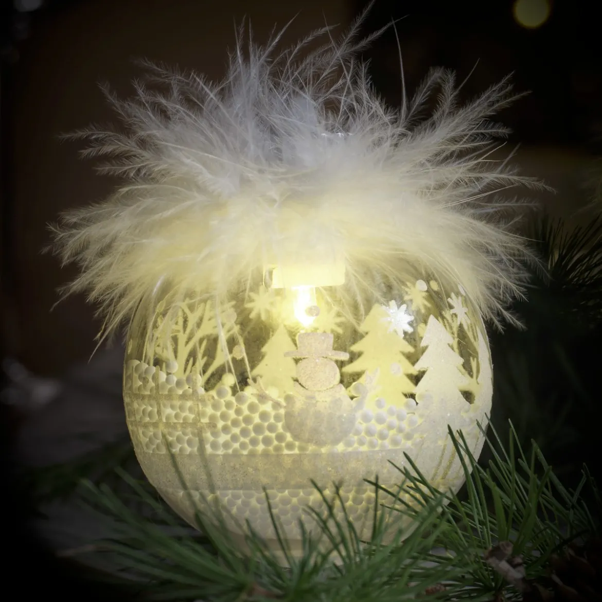 WHITE CHRISTMAS Kula Batteri 10,7cm 3-Pack