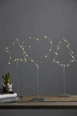 WIRY GRAN Bordsdekoration 16cm 12LED Grå